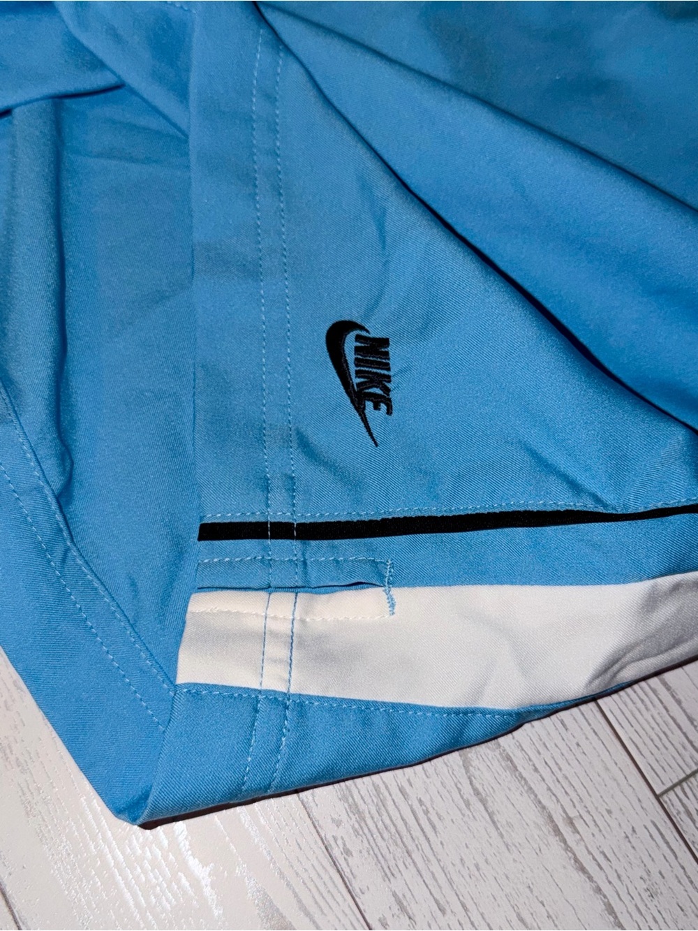 Nike Women’s Sky Blue Athletic Shorts with White & Black Trim